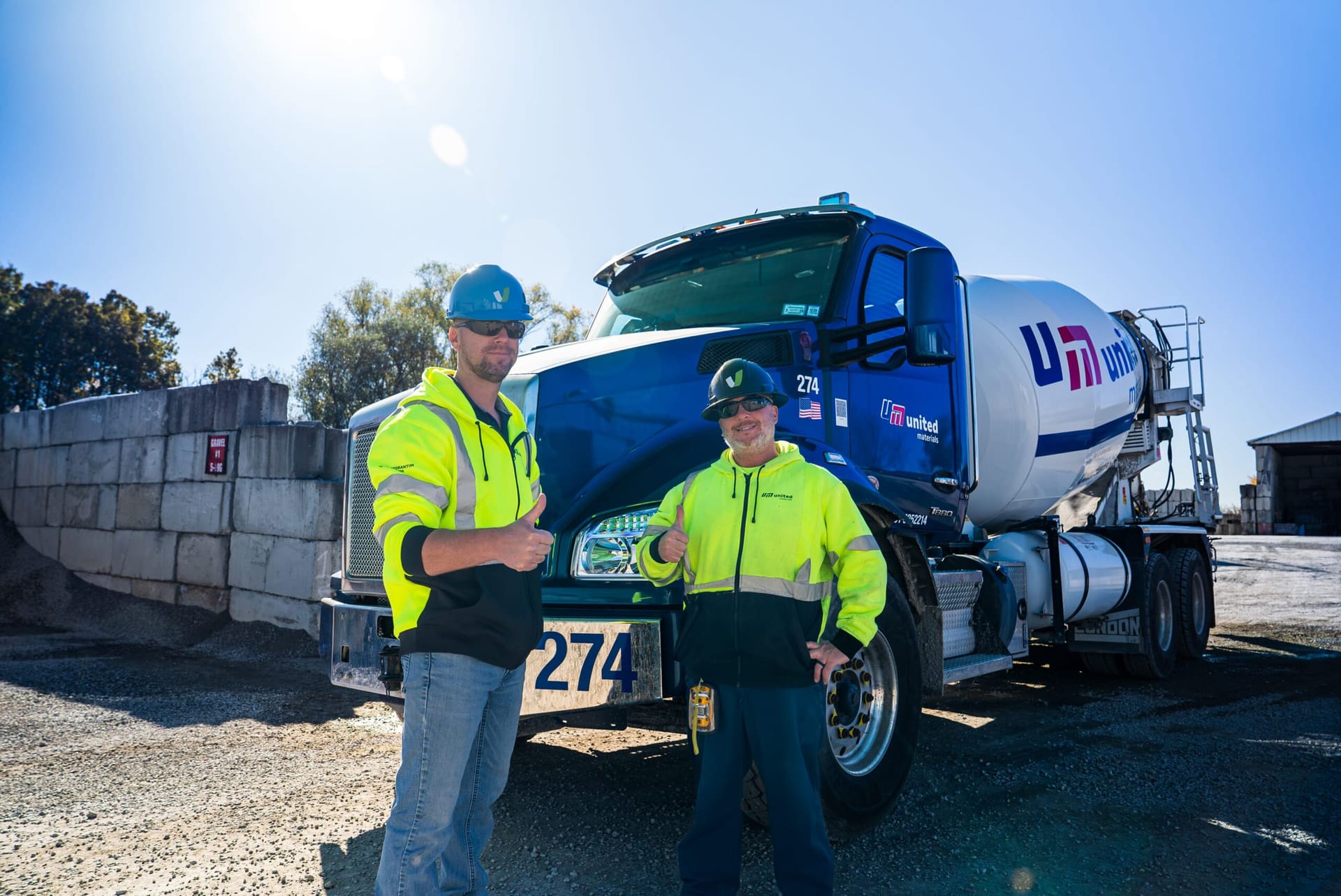 FlowFill - two United Materials workers standing in front of ready-mix truck 274
